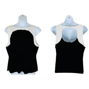 Halogen Women's Size XXL Colorblock Cutout Black White Tank Top